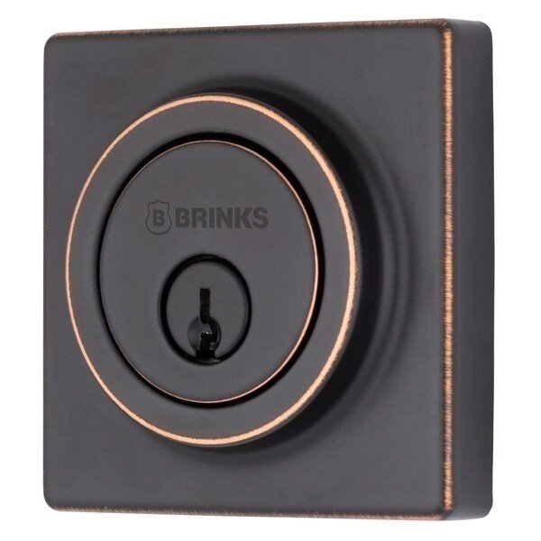 Mendocino Series Contemporary Square Single Cylinder Deadbolt Tuscan Bronze Finish