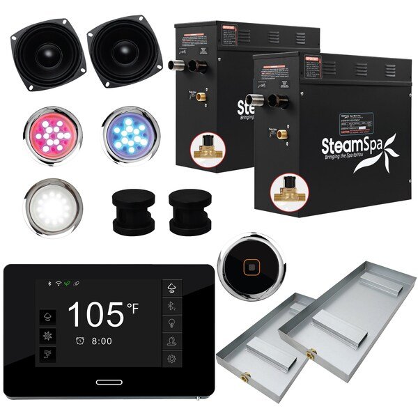 Wifi and Bluetooth 15kW Steam Bath Generator in Matte Black, Steamspa, Mfr#: BKT1500MK-A