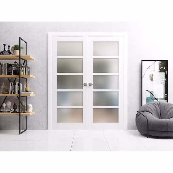French Interior Door, 30" x 80", White, Sartodoors, Mfr#: QUADRO4002DD-WS-4884