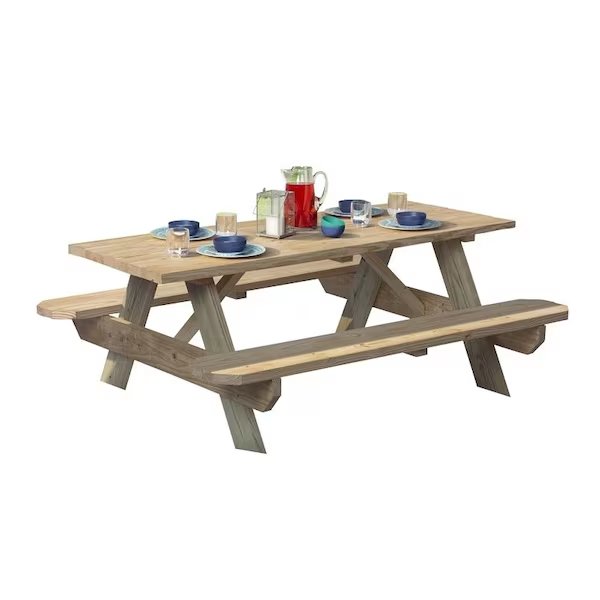 UFP Picnic Table, 2712 in W, 6 ft H, Pine Table, Southern Yellow Table, Upf, Mfr#: 106116
