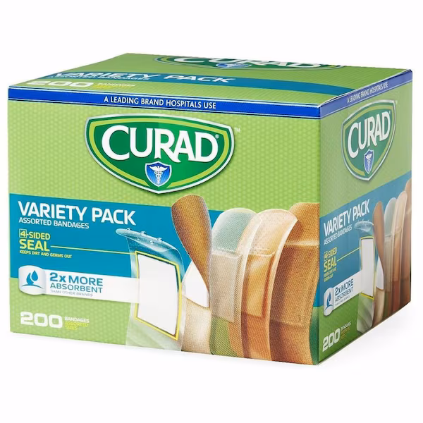 Variety Pack 4sided Seal Bandages, Assorted, 200PK, Curad, Mfr#: MIICUR0800RB