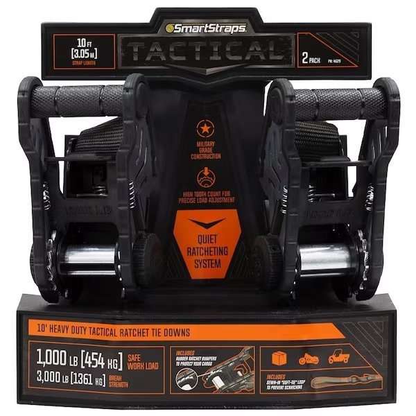 TieDown Strap, 114 in W, 10 ft L, Polyester, 1000 lb, SHook End Fitting, Steel End Fitting, Smartstrap, Mfr#: 4629