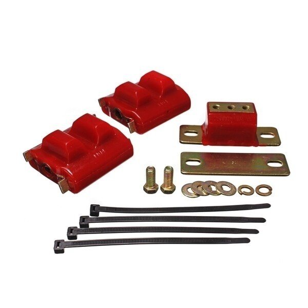 Zinc Finish, Red, Polyurethane, Includes Two Motor Mounts/ One Transmission Mount, Energy Suspension, Mfr#: 3.1130R