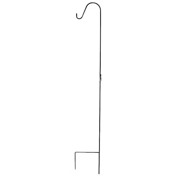 Single Shepherd Hook, 12 in L, 84 in H, Steel, Black, Floor Standing Mounting, Landscapers Select, Mfr#: GB-3090