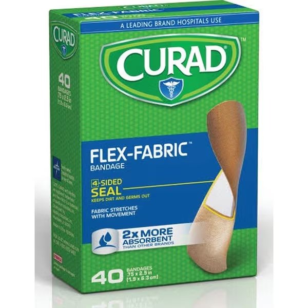 FlexFabric CUR45245 Adhesive Bandage, 34 in W, 212 in L, Fabric Bandage, Curad, Mfr#: CUR45245RB