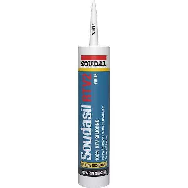 Soudasil RTV2 5823554 Silicone Sealant, White, 24 hr Curing, 40 to 325 deg F, 101 floz Cartridge, Soudal, Mfr#: 146726