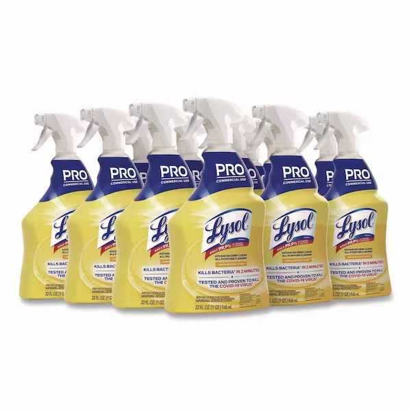 Cleaners & Detergents, 32 oz Trigger Spray Bottle, Lemon BreezeÂ®, 12 PK, Lysol, Mfr#: 19200-00351
