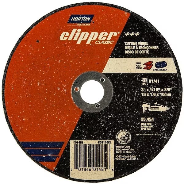 Clipper Classic A AO Series Cutoff Wheel, 3 in Dia, 116 in Thick, 38 in Arbor, Norton Clipper, Mfr#: 70184601481