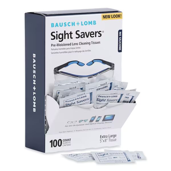 Sight Savers Premoistened Lens Cleaning Tissues, 8 x 5, 100PK, Bausch + Lomb, Mfr#: 8574GM
