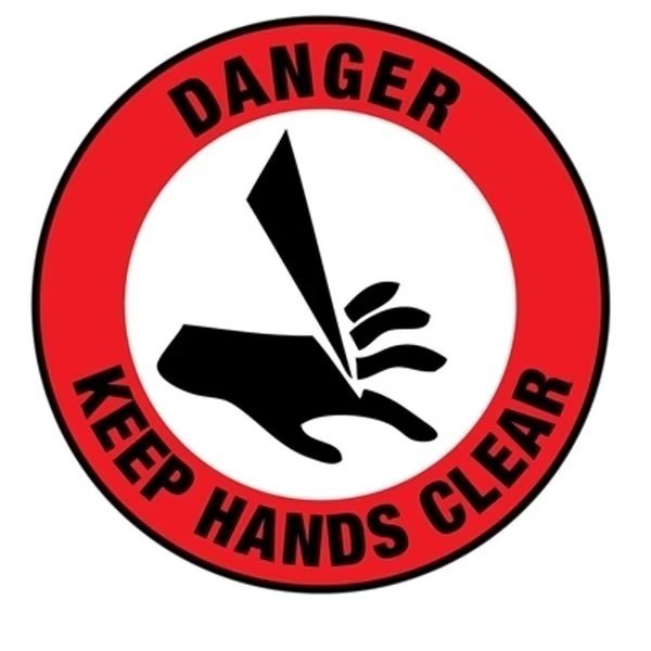 Danger Keep Hands Clear Floor Sign 12in Diameter Non Slip Floor Sign, 5S Supplies, Mfr#: FS-DANGHACL-12