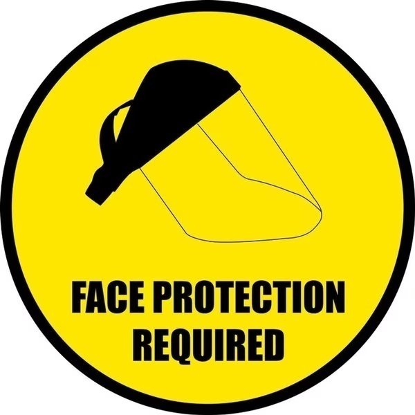 Face Protection Required 28in Diameter Non Slip Floor Sign, 5S Supplies, Mfr#: FS-PPEFACE-28