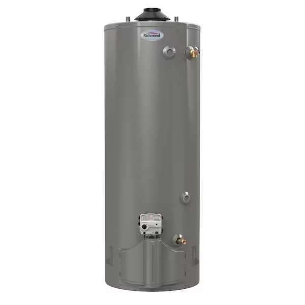 Essential Series Gas Water Heater, Natural Gas, 50 gal Tank, 85 gph, 38000 Btuhr BTU, Richmond, Mfr#: 6G50-38F3