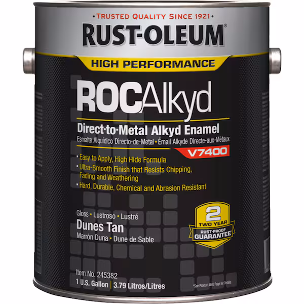 Interior/Exterior Paint, High Gloss, Oil Base, Dunes Tan, 1 gal, Rust-Oleum, Mfr#: 245382