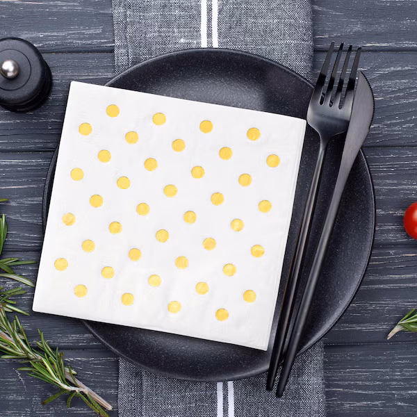 White with Gold Dots Paper BeverageCocktail Napkins 600 Napkins, 600PK, Smarty Had A Party, Mfr#: 3293-CASE