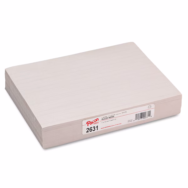 Newsprint Paper, White, Skip-A-Line, PK500, Pacon, Mfr#: 2631