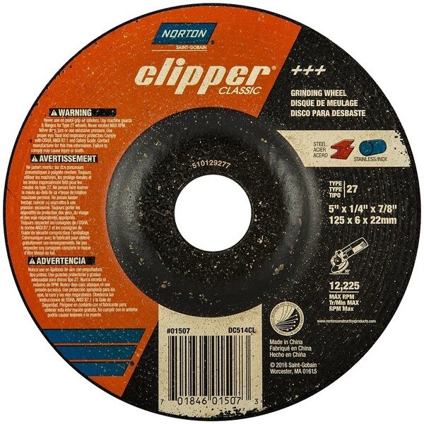 Clipper Classic A AO Series Grinding Wheel, 5 in Dia, 14 in Thick, 78 in Arbor, Norton Clipper, Mfr#: 70184601507