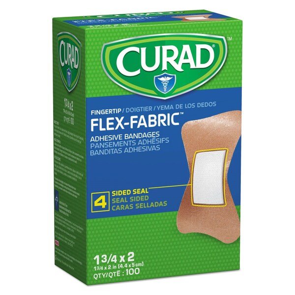 Flex Fabric Bandages, Fingertip, 1.75 x 3, PK100, 100PK, Curad, Mfr#: NON25513