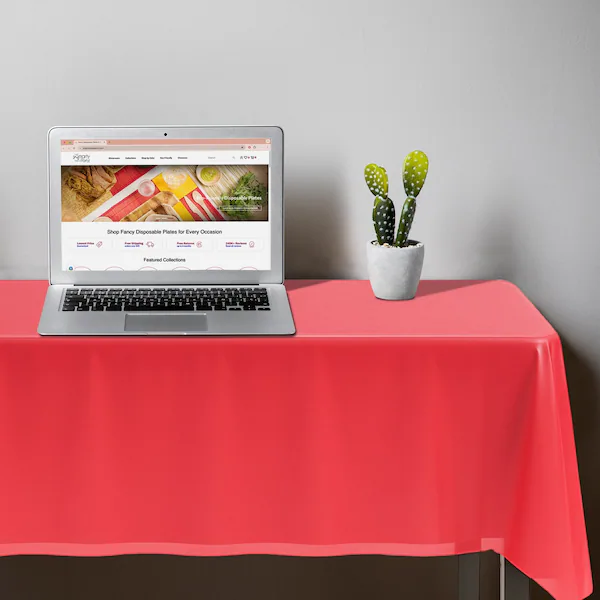 54 x 108 Red Rectangular Disposable Plastic Tablecloths 96 Tablecloths, 96PK, Smarty Had A Party, Mfr#: 813270-RD-CASE