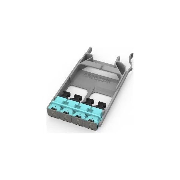 EDGE8 Adapter Panels, MTP32F, RPS, 4 port panel with 4 aqua adapters, Corning, Mfr#: EDGE8-CP32-V3