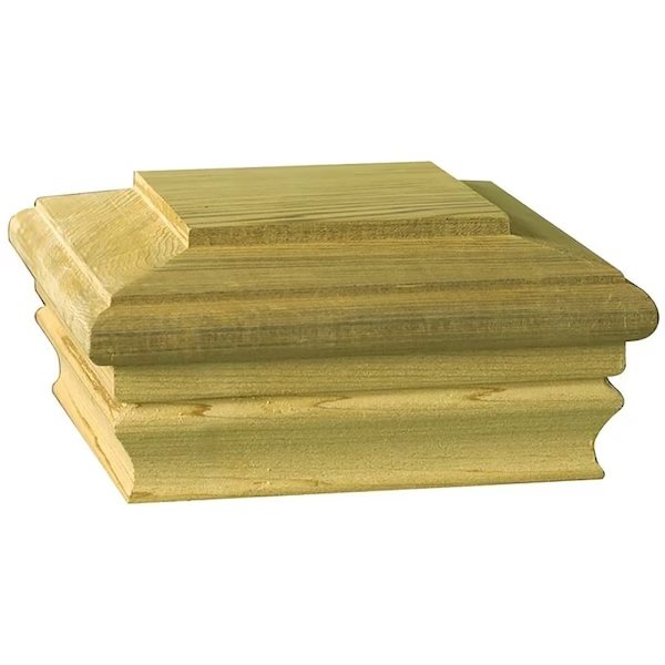 Post Cap, 558 in L, 558 in W, Pine Wood, Deckorators, Mfr#: 72290