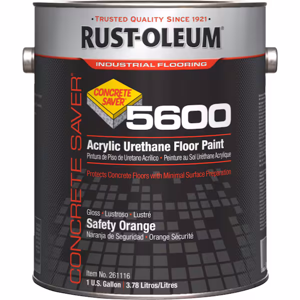 1 gal Floor Paint, High Gloss Finish, Safety Orange, Water Base, Rust-Oleum, Mfr#: 261116