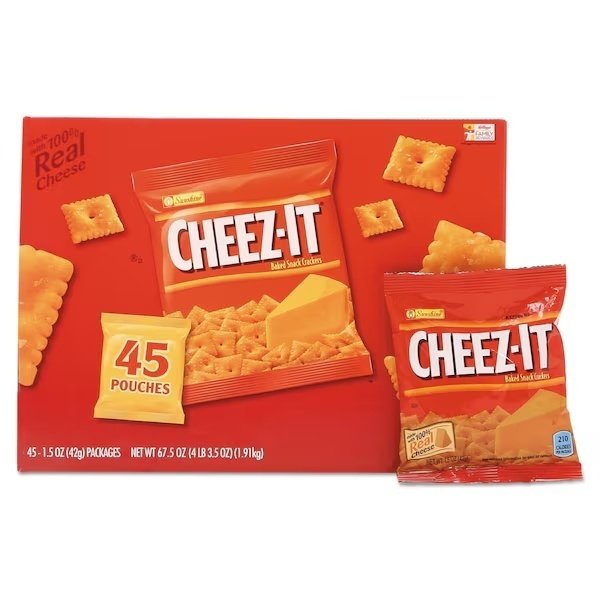 Cheez-it Crackers, Original, 1.5 oz Pack, 45PK, Sunshine, Mfr#: 2410010201