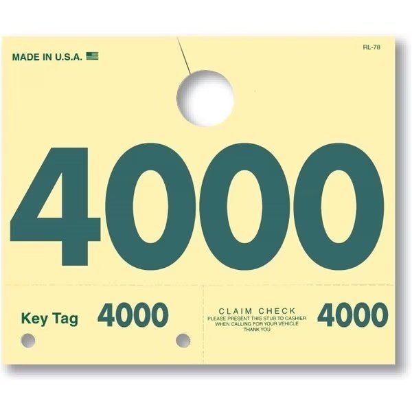Service Dispatch Numbers, Hang Tags, 4 Digit, Rl-78: 4000-4999 Pk, Car Dealer Depot, Mfr#: 214