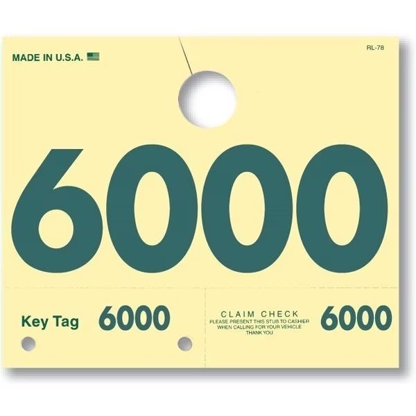 Service Dispatch Numbers, Hang Tags, 4 Digit, Rl-78: 6000-6999 Pk, Car Dealer Depot, Mfr#: 216