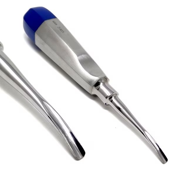 Dental Luxating Elevator Curved 4mm, Blue Handle, A2Z Scilab, Mfr#: A2Z-ZR827
