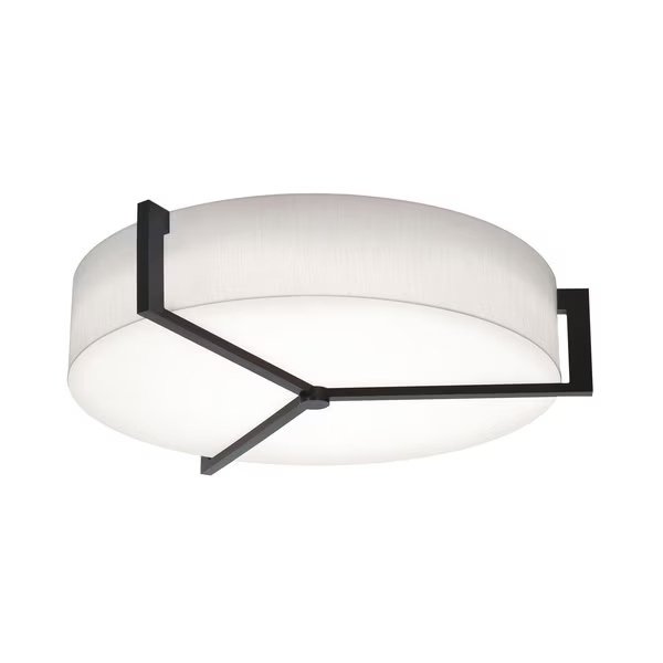 Apex 27in. Medium Base Flush Mount, Espresso Finish, Linen White Shade, Afx, Mfr#: APF2432MBES-LW