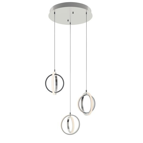 Lock 3 Light Round Pendant, Medium Base 120V, Satin Nickel, Afx, Mfr#: LCKP09L30D1SNRND3