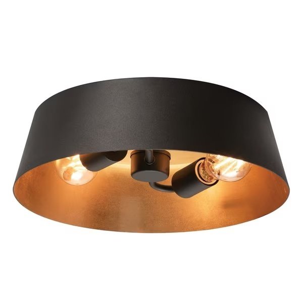 Lyric - 2-Light Flush Mount - Gold Finish - Black/Gold Shade, Afx, Mfr#: LRCF14MBBKGD