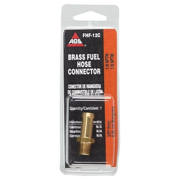 Brass Fuel Connector, 3/8 Hose, Male (1/8-27 NPT), 1/card, Ags, Mfr#: FHF-12C