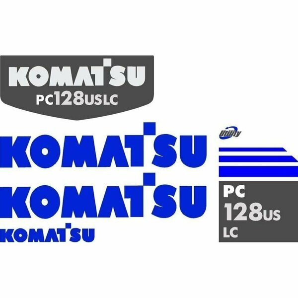 Decal Set for Komatsu PC 128USLC Excavator with Utility Decal, Aftermarket, Mfr#: KMPC128USLCDECALSET