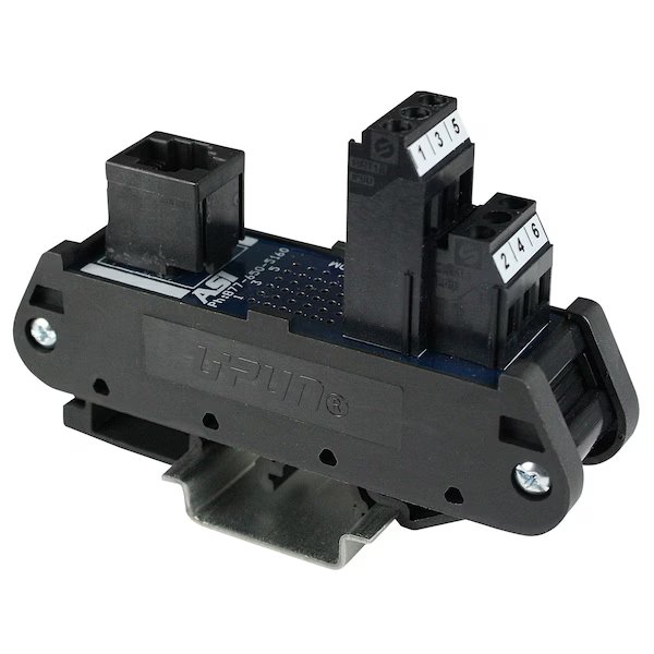 RJ11 Breakout Board, DIN Rail Mount, Screw Clamp Terminals, RJ11 To Screw Terminal Adapter Module, Asi, Mfr#: 16000