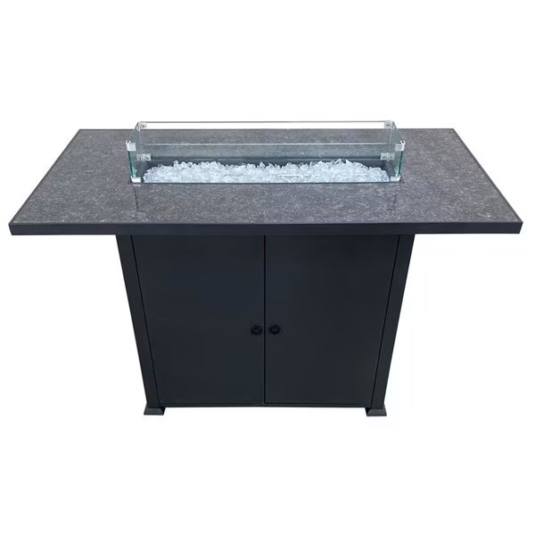Rectangluar Bar Height Granite Top Fire Pit with Wind Screen, Hiland, Mfr#: AFP-BAR-MAR
