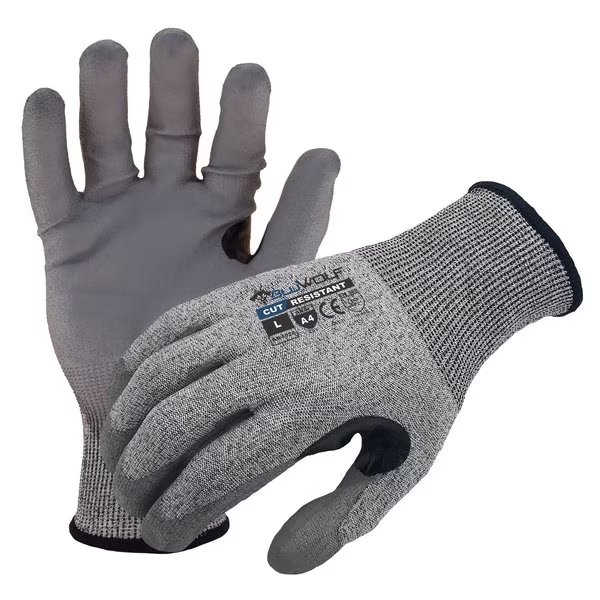Cut Resistant Work Gloves, A4 Cut Level, Grey/Grey, XL, Azusa Safety, Mfr#: BW4020