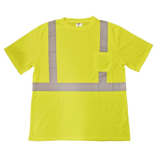 Hi-Vis ANSI Type R, Class 2 Short Sleeve T-Shirt w/ 2" Reflective Tape and Left Front Pocket, 4XL, Azusa Safety, Mfr#: STG2