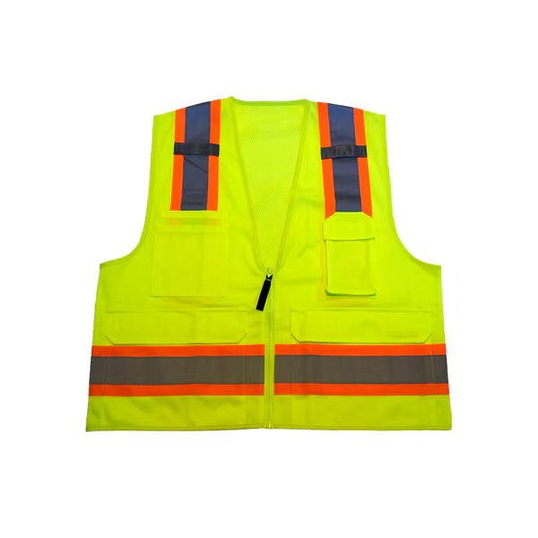 Hi-Vis Two-Tone Mesh ANSI Type R, Class 2 Surveyor Vest, 6 Pockets, L/XL, Azusa Safety, Mfr#: TTSVL