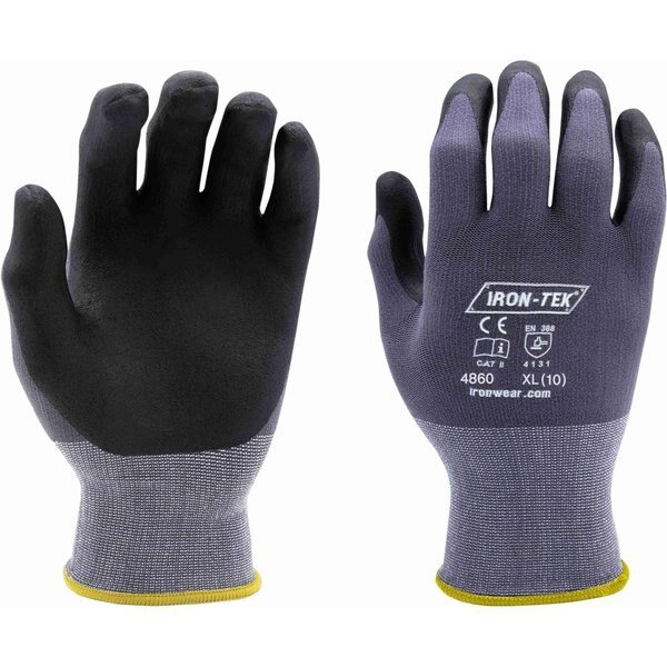 Tear-resistant 15 Ga Iron-Tek glove | Foam Nitrile Coating W/ Extnd cuff | Reinforced Stitching PR, Ironwear, Mfr#: 4860-XL