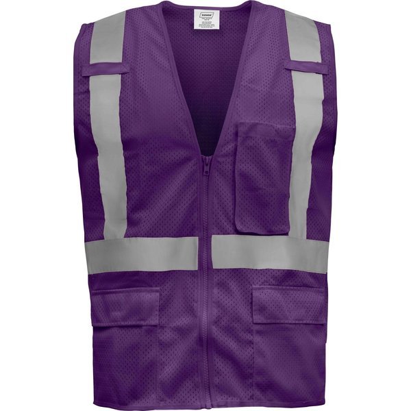 Standard Safety Vest w/ Zipper & Radio Clips (Purple/3X-Large), Ironwear, Mfr#: 1284-PRZ-RD-3XL