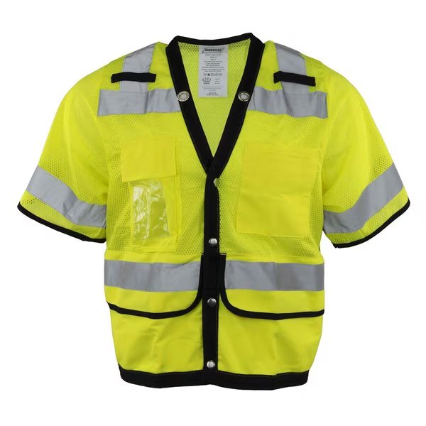 Safety Vest Class 3 w/ Radio Clips & ID Holder (Lime/2X-Large), Ironwear, Mfr#: 1280-LS-RD-CID-2XL