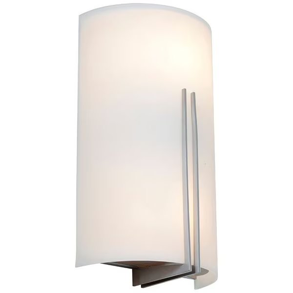 Prong, 2 Light LED Wall Sconce, Brushed Steel Finish, White Glass, Access Lighting, Mfr#: 20446LEDDLP-BS/WHT