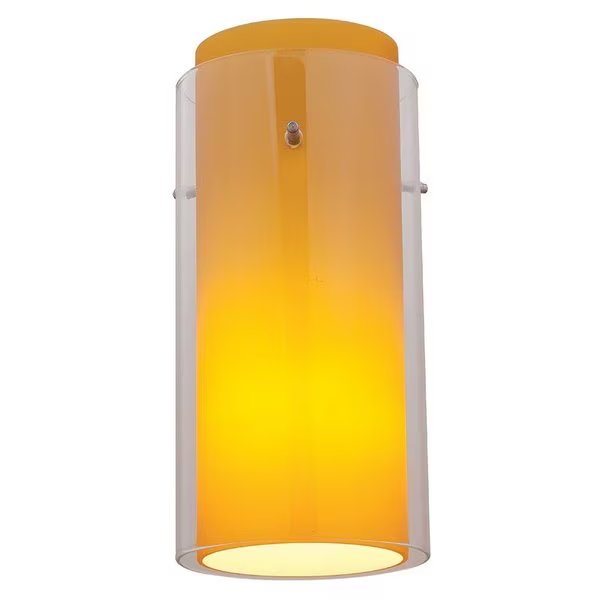 Glassn Glass, Cylinder Shade, Brushed Steel Finish, Clear Amber Glass, Access Lighting, Mfr#: 23133-BS/CLAM