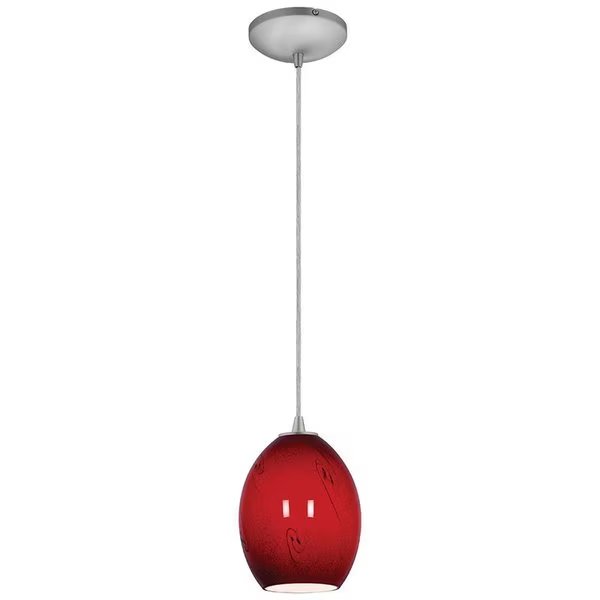 Brandy FireBird, LED Pendant, Brushed Steel Finish, Red Sky Glass, Access Lighting, Mfr#: 28023-3C-BS/RUSKY