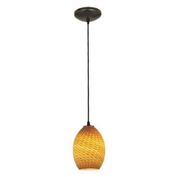 Brandy FireBird, LED Pendant, Oil Rubbed Bronze Finish, Amber Firebird Glass, Access Lighting, Mfr#: 28023-3C-ORB/AMBFB