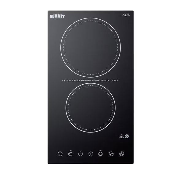 12" Wide 230V 2-Burner Radiant Cooktop, Summit, Mfr#: CR2B23T3B