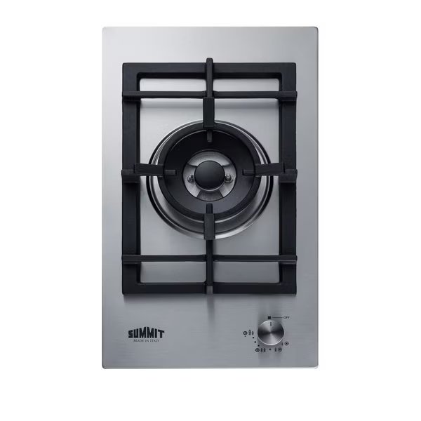 12" Wide 1-Burner Gas Cooktop In Stainless Steel, Summit, Mfr#: GCJ1SS