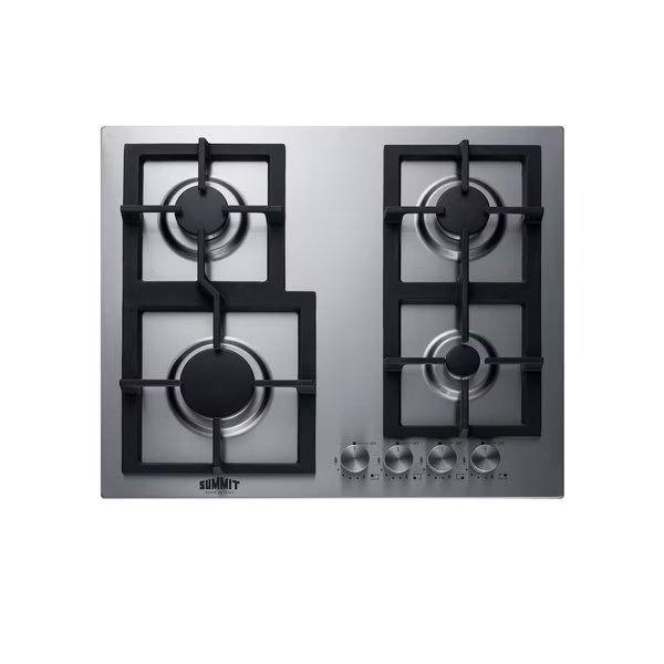 24" Wide 4-Burner Gas Cooktop In Stainless Steel, Summit, Mfr#: GCJ4SS
