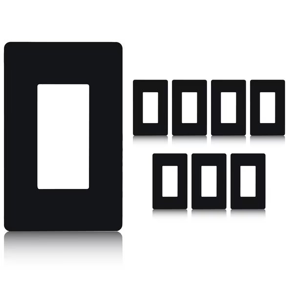 1-Gang Decorator Screwless Wall Plates Child Safe Outlet Covers, 4.68"H x 2.93" L, Black 8PK, Faith, Mfr#: SWP1-BK-08